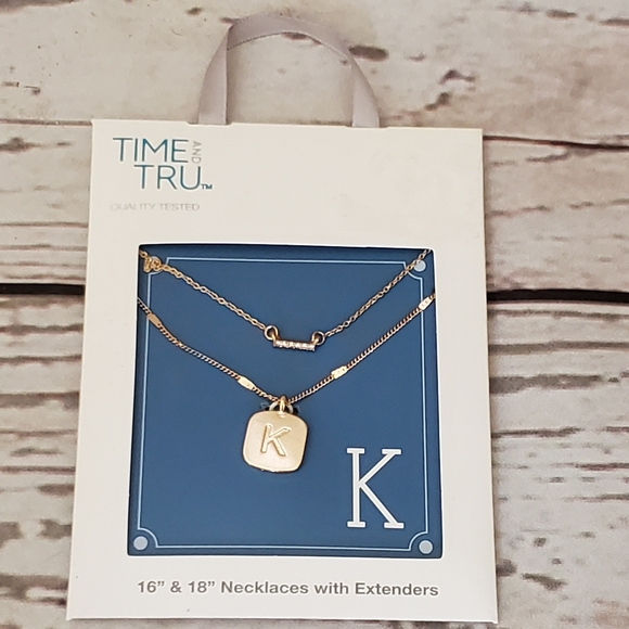 Time and Tru goldtone monogram initial necklace set K - Picture 1 of 3